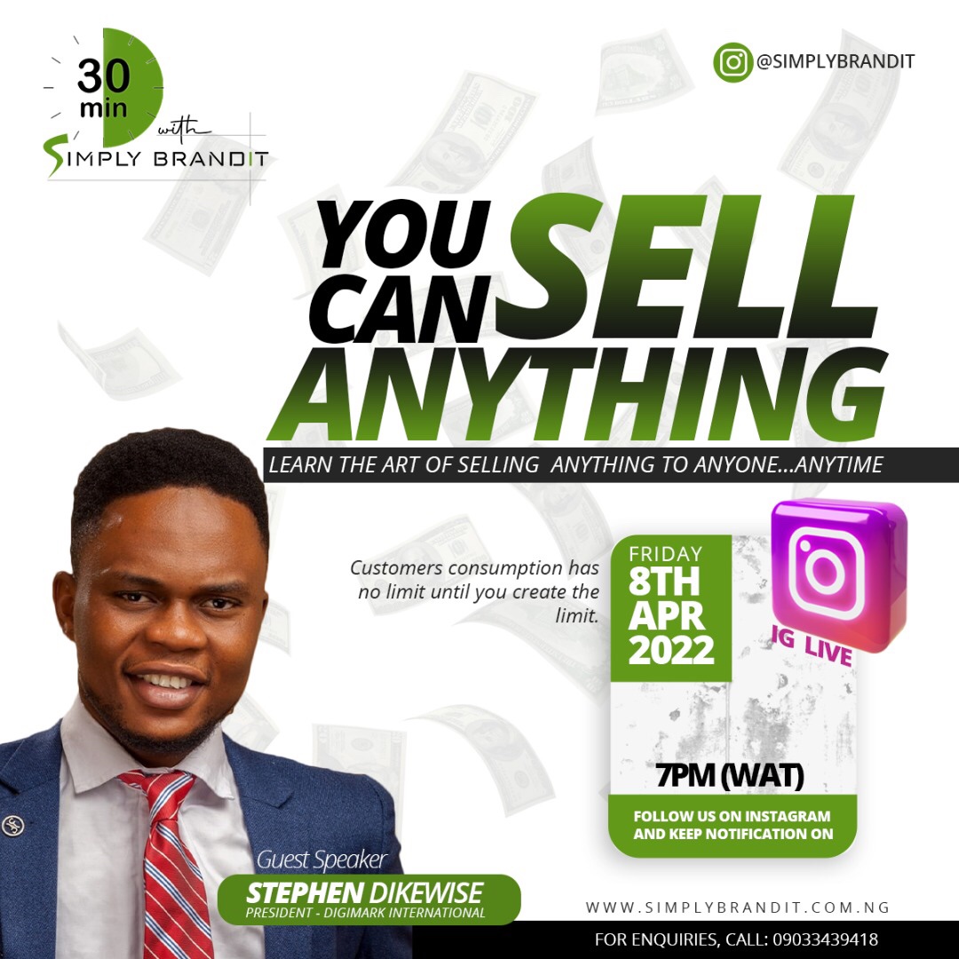 simplybrandit's tweet photo. It's time to make more sales!
Join us today as we learn the art of selling anything to anyone at any time.

Date: 8th, April 2022
Time: 7 pm prompt 
Venue: IG Live https://t.co/UtNjGhqwam