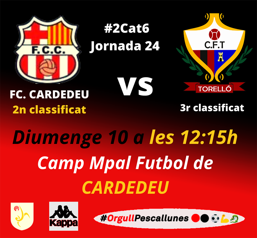cftorello's tweet photo. Diumenge partit del nostre Sènior A a @FCCardedeu 2ns i 3rs s'enfronten en un partit presumiblement d'alt nivell, esperem i desitgem sumar els tres punts en joc, #lluitarem #competirem #ensesforçarem #ADNpescallunes🔴⚫️ @settorello @el9nou @LaPreviaOsona #2cat6 @Gol_Cat https://t.co/xn7k7b7dgv