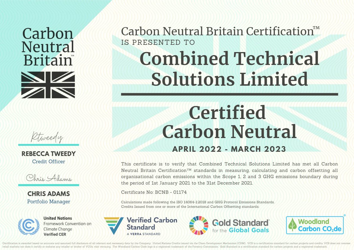 CTS are incredibly proud to announce that we have partnered with Carbon Neutral Britain to measure and offset our carbon footprint to become certified as a Carbon Neutral Business. 🌎

#CTS #carbonneutralbritain #carbonneutralbusiness #propertymanagement #carbonfootprint