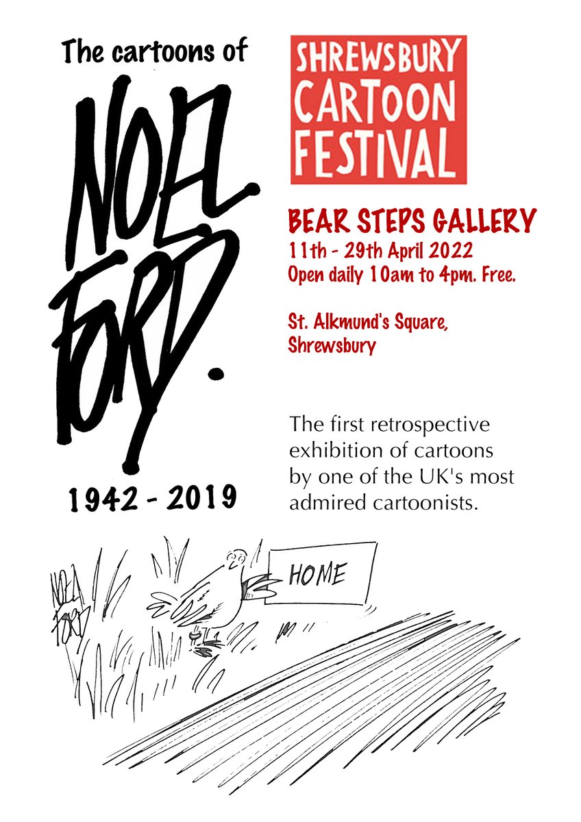 A Shrewsbury Cartoon Festival Exclusive!
A retrospective exhibition of cartoons by one of the UK's most admired cartoonists, Noel Ford.
.
11th - 29th April 2022
.
#bearstepsgallery #shrewsbury #cartoons