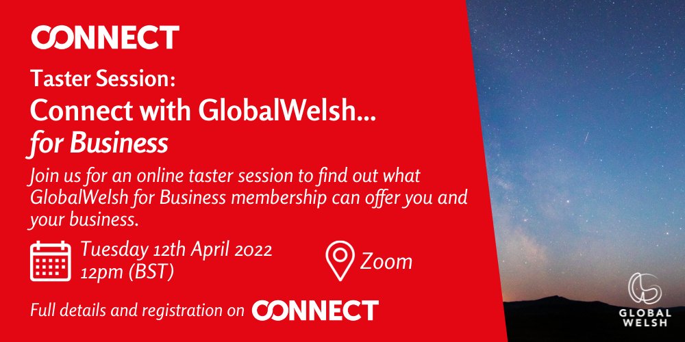 GlobalWelsh's tweet photo. Why Connect with GlobalWelsh for Business?
Join us next Tuesday 12th April at 12pm (BST) for a special business-focused taster session.
Register for free here >> https://t.co/BozblGHGLZ
#WelshBusiness #GlobalWelsh #BusinessNetwork #WelshNetwork #WelshJobs https://t.co/1IQyfAchPZ
