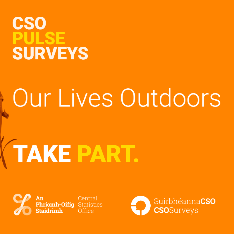 CSOIreland's tweet photo. 𝗢𝘂𝗿 𝗟𝗶𝘃𝗲𝘀 𝗢𝘂𝘁𝗱𝗼𝗼𝗿𝘀 survey will help us to document the positive impacts that gardens, parks, countryside, beaches &amp; wildlife have on our wellbeing. Tell us how you connect with outdoor spaces and how it makes you feel in our short online Pulse Survey.
#CSOTakePart