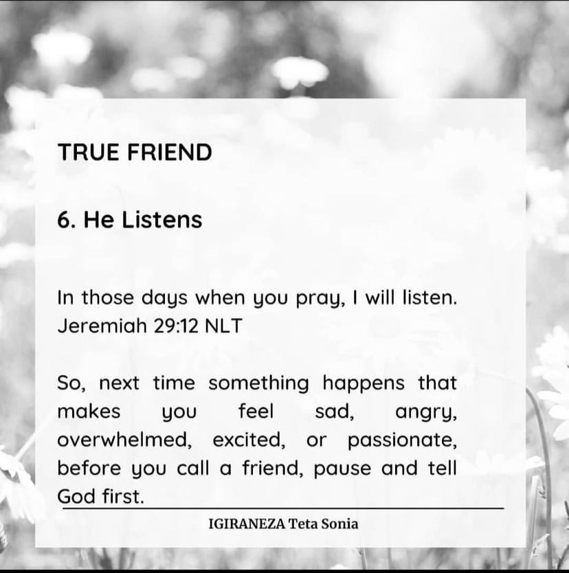AWalkWithGod1's tweet photo. True Friend.
#HeListens https://t.co/C5CqNJCU3d