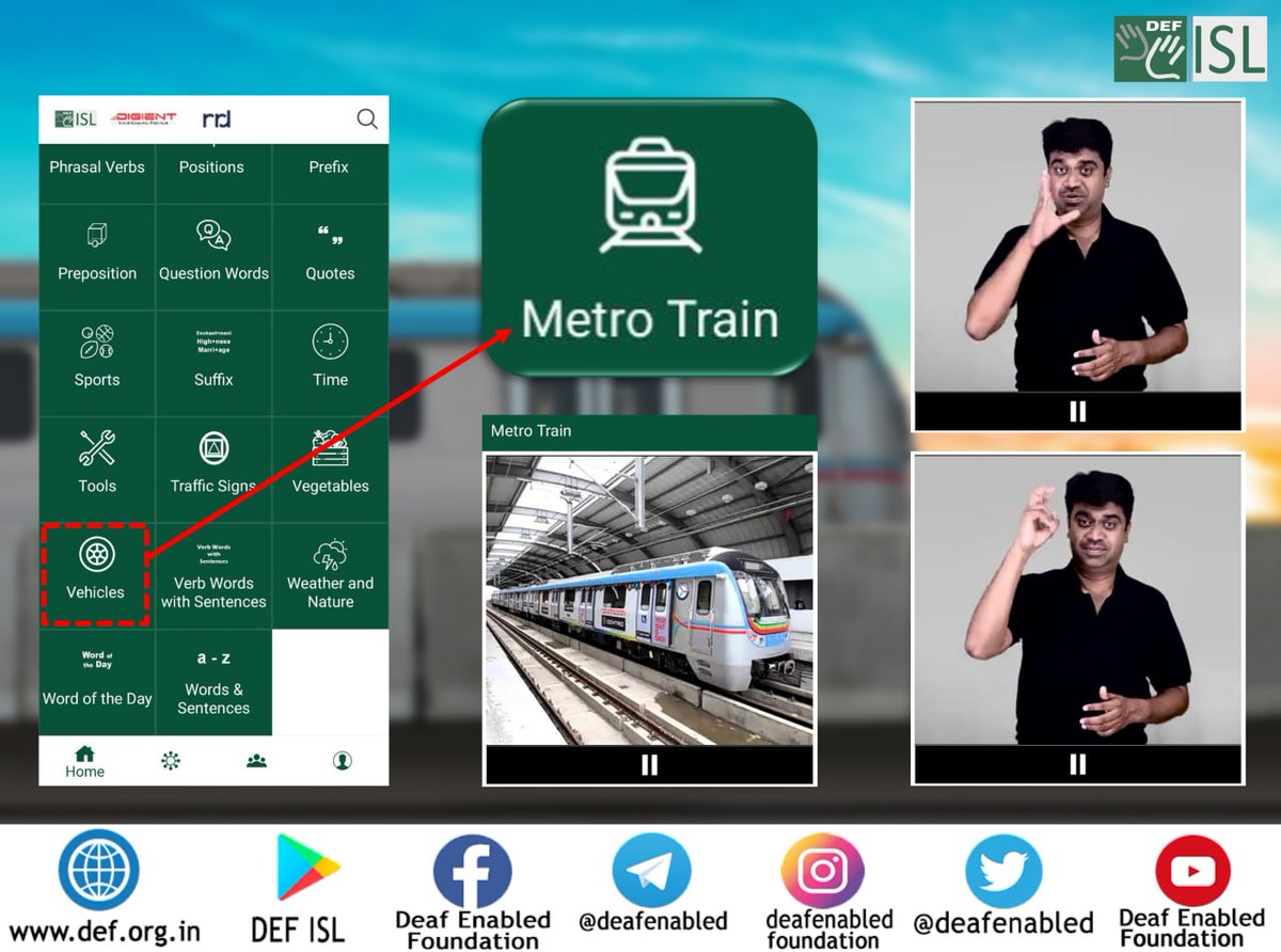 deafenabled's tweet photo. Understand the basic modes of commutation from the DEF ISL App. Download it from Google Playstore for free!
Link:- https://t.co/dx5EuKn4Tx
#vehicles #vocabulary #learning #IndianSignLanguage #DeafEnabledFoundation #digienttech https://t.co/I7S9QhlzYa