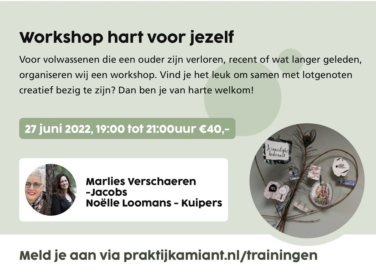 Laagdrempelig en creatief bezig zijn. Met elkaar. Dat is het doel van deze avond. Aan het eind van de avond ga je naar huis met een hart gemaakt van natuurlijke producten.
