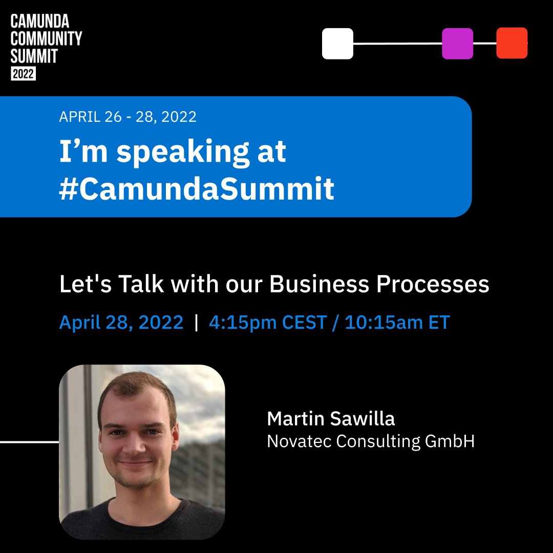 Are you interested in learning more about how processes can be controlled by voice using Amazon Alexa? Be sure to join me at #CamundaSummit in April.