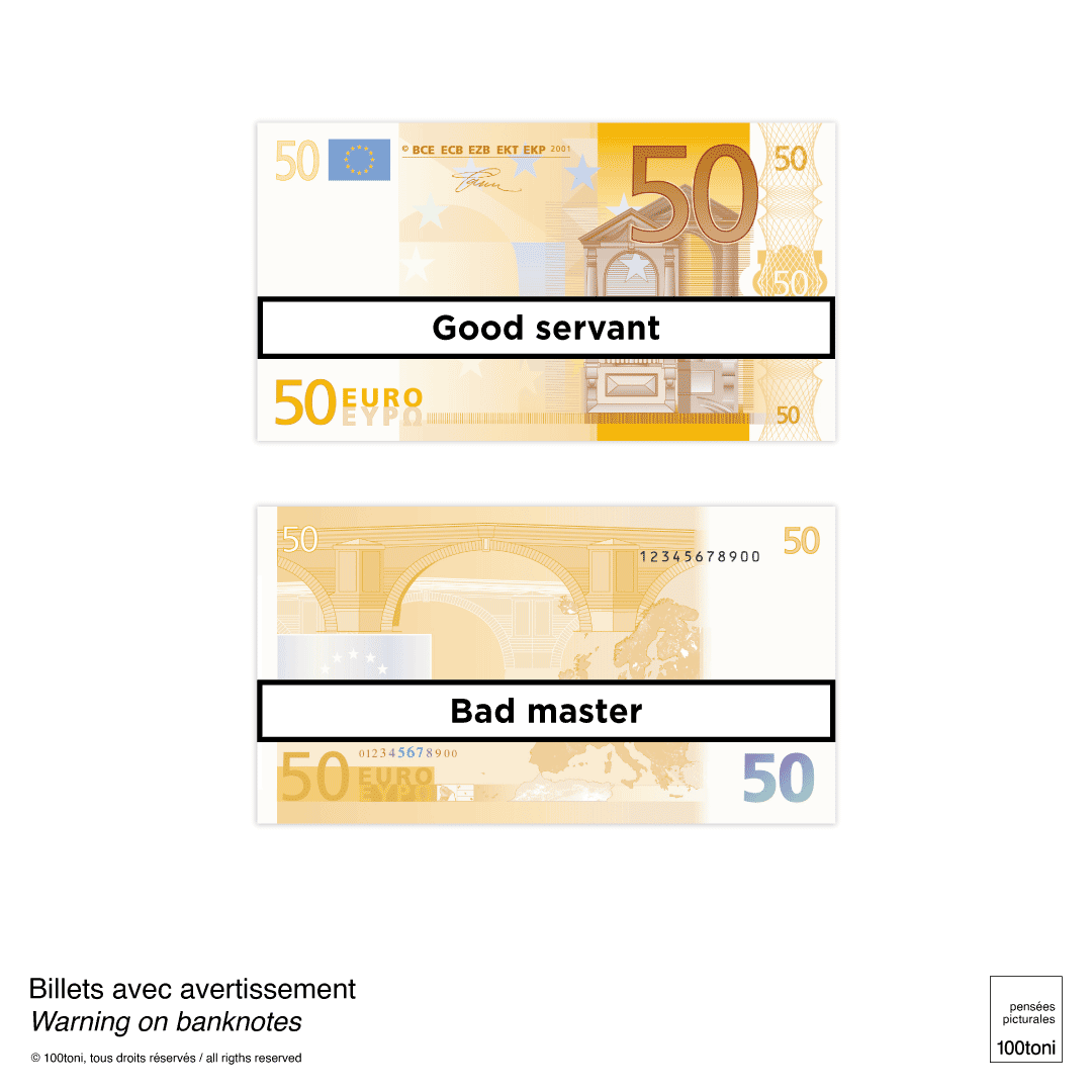 100toni's tweet photo. If every banknote had a warning message, would we have a more reasonable approach to money?

😮😘

#money #banknotes #warning #art #100toni #penséespicturales #euro https://t.co/0tdVBcwhCK