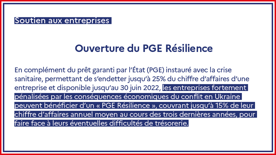 Renforcement du dispositif du prêt garanti par l’État (PGE) : ouverture du #PGE Résilience aux #entreprises affectées par les conséquences économiques du conflit en #Ukraine ➡️ tresor.economie.gouv.fr/Articles/2022/…