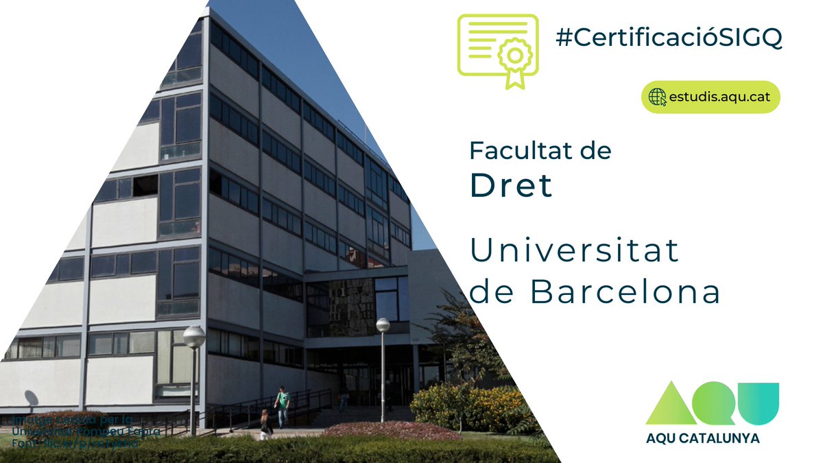 aqucatalunya's tweet photo. ✅ Certifiquem el #SIGQ de la Facultat de Dret de la Universitat de Barcelona 👉 https://t.co/RPKVrKUqpw

Enhorabona @Dret_UB @UniBarcelona!

Per a més informació sobre la qualitat dels estudis universitaris, visiteu 👉 https://t.co/8LqYUg3zXw https://t.co/RD4z8mtyqy