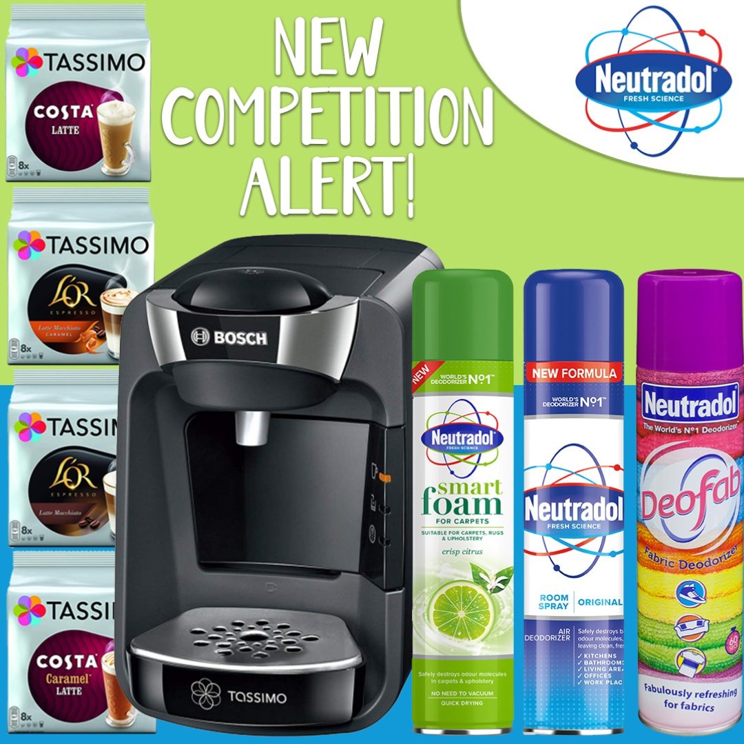 WIN A TASSIMO SUNY COFFEE MACHINE PLUS A BUNDLE OF NEUTRADOL MIXED PRODUCTS!

TO ENTER:
FOLLOW US &amp; @NEUTRADOLFRESH
LIKE AND SHARE THIS POST
CLICK HERE: s.ripl.com/e6eyyy

#GIVEAWAY #NEUTRADOL