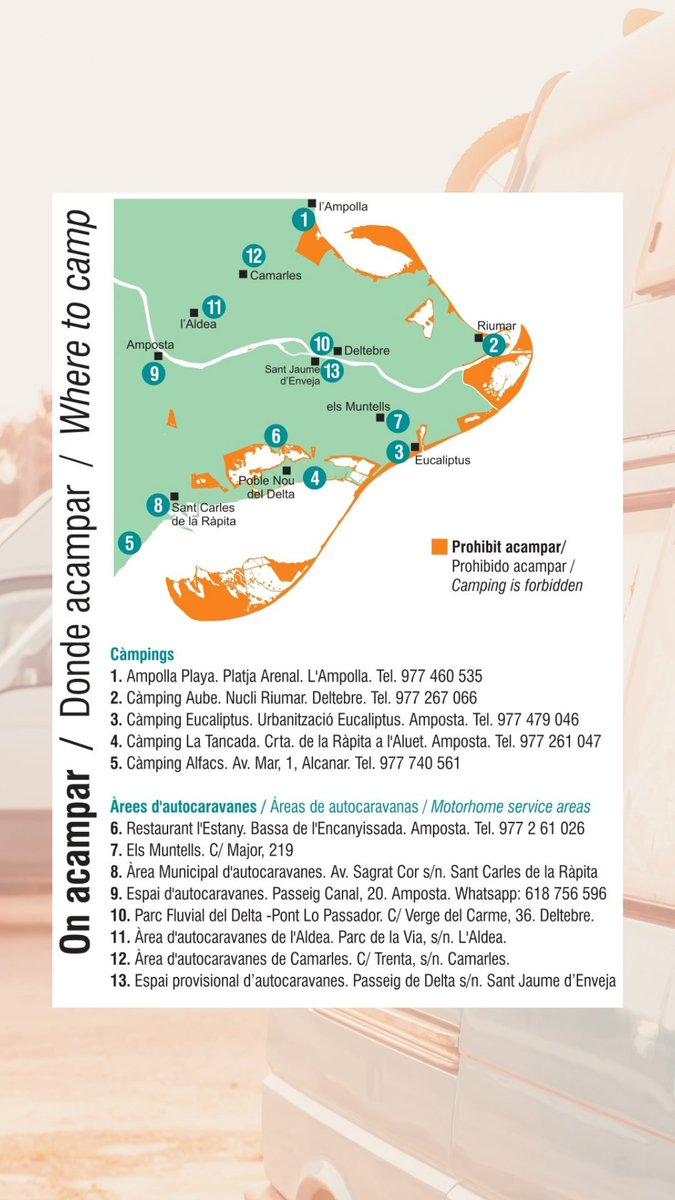 TurismeAmposta's tweet photo. Si tens pensat acampar aquesta setmana santa, això t'interessa!👇🏻⛺🚙
#SetmanaSanta #Acampada #visitamposta #turisme https://t.co/56BZdzzO8T
