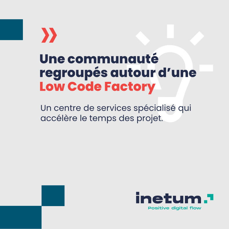 inetum_fra's tweet photo. Les #développeurs #LowCode d’Inetum travaillent en #agilité &amp; en proximité avec les clients pour accélérer leur Time To Market.

👉 Nous proposons des parcours de #formation pour faire monter en compétences sur le low code tous les #devs traditionnels ! 

Postulez ici 👇