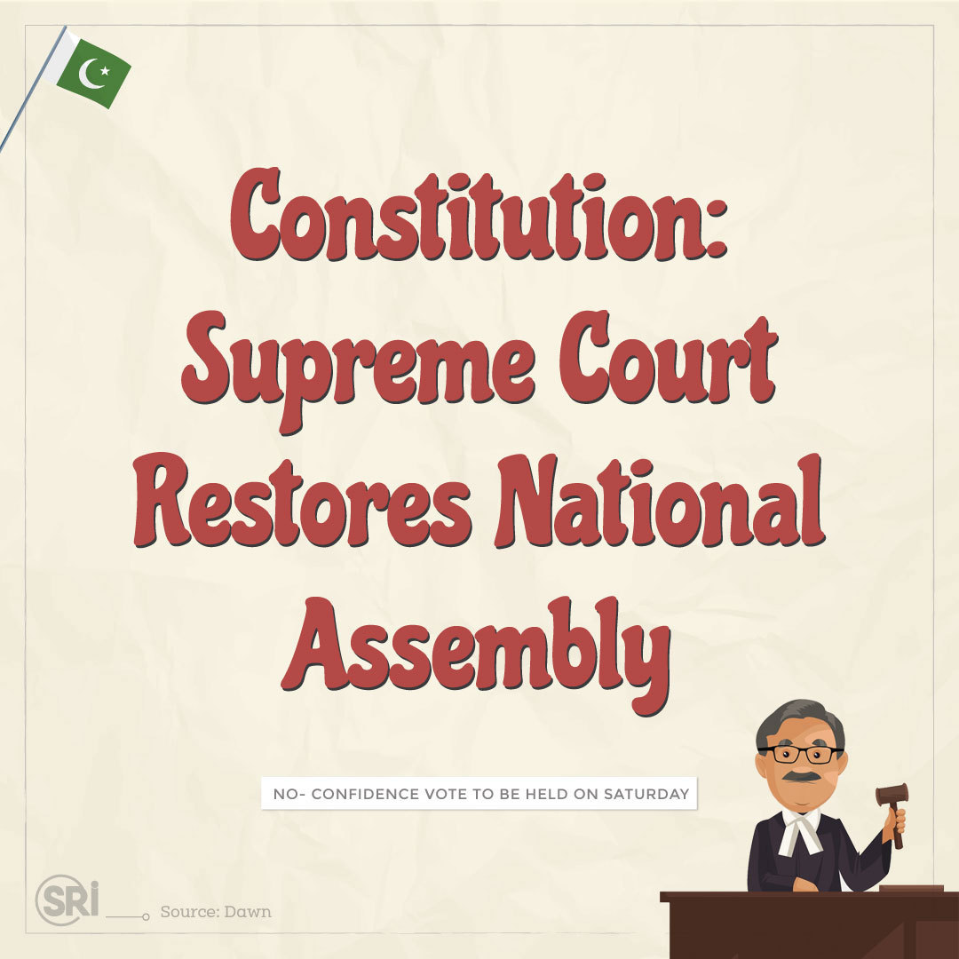SRI_org's tweet photo. Supreme Court Restores National Assembly.
#StrategicResearchInstitute #AbsolutelyNot #doctrineofnecessity #supremecourt #NationalAssembly #noconfidencemotion #Pakistan #PK #beggerscantbechoosers #US #Decision #SC #Ruling #TheSC #resignation #democracy #electioncommission https://t.co/BBmyOK0W21