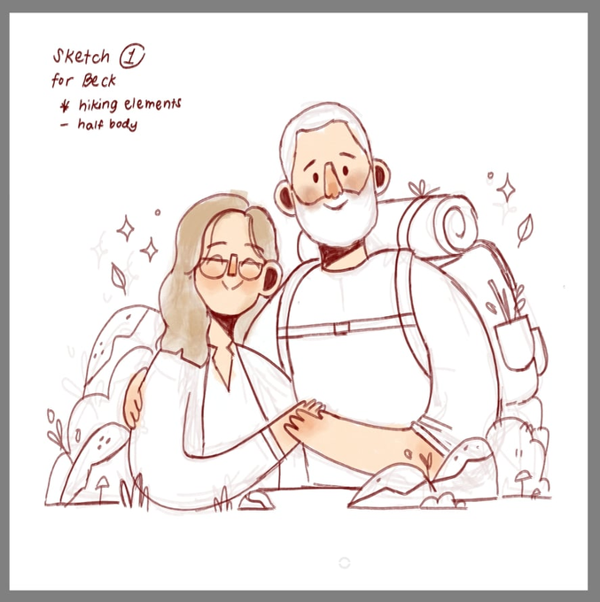 sharing this wip because i really love the earthy doodles on it! said they love to go on hikes 🥹❤️ 