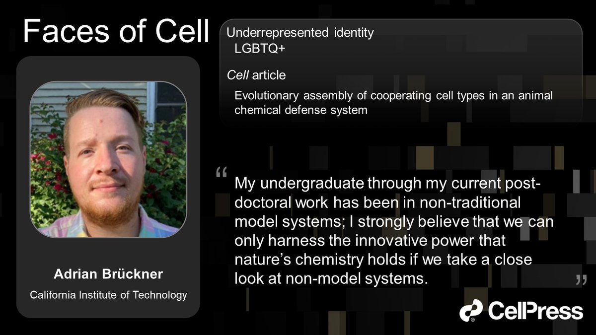 Today’s #FacesOfCell is Dr. Adrian Brückner (<a href="/AdrianBrueckner/">Adrian Brueckner</a>) with his <a href="/CellCellPress/">Cell</a> paper “Evolutionary assembly of cooperating cell types in an animal chemical defense system” cell.com/cell/fulltext/…