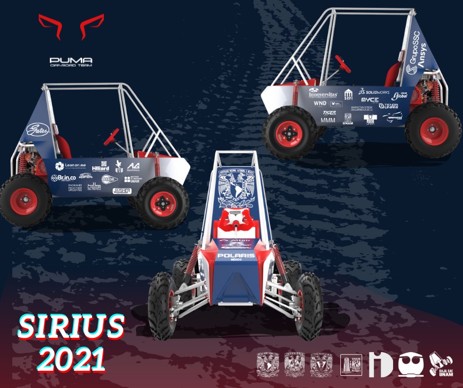 pumaoffroad's tweet photo. Gracias a nuestros patrocinadores, Sirius está por ser una realidad. 

¡ESPÉRALO! 🏁🏁

#UNAM #PumaOffRoad #PatrocinadorOficial #BajaSAE https://t.co/XK6zgD64QZ