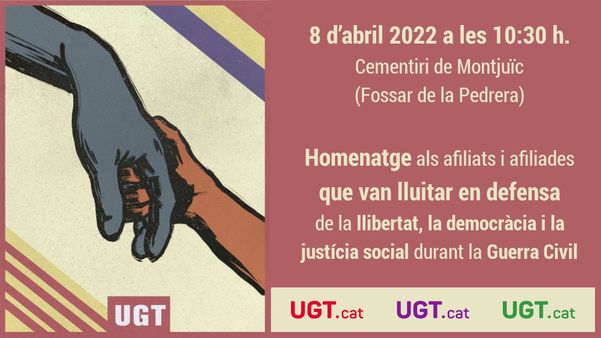 Bon dia! 🌹Aquest mati 8 d'abril descobrirem el monòlit en record als afiliats i afiliades de la 🤝UGT que van lluitar en la defensa de la llibertat, la democràcia i la justícia social durant la Guerra Civil Espanyola.

🕥10.30
📍Fossar de la Pedrera, cementiri de Montjuïc