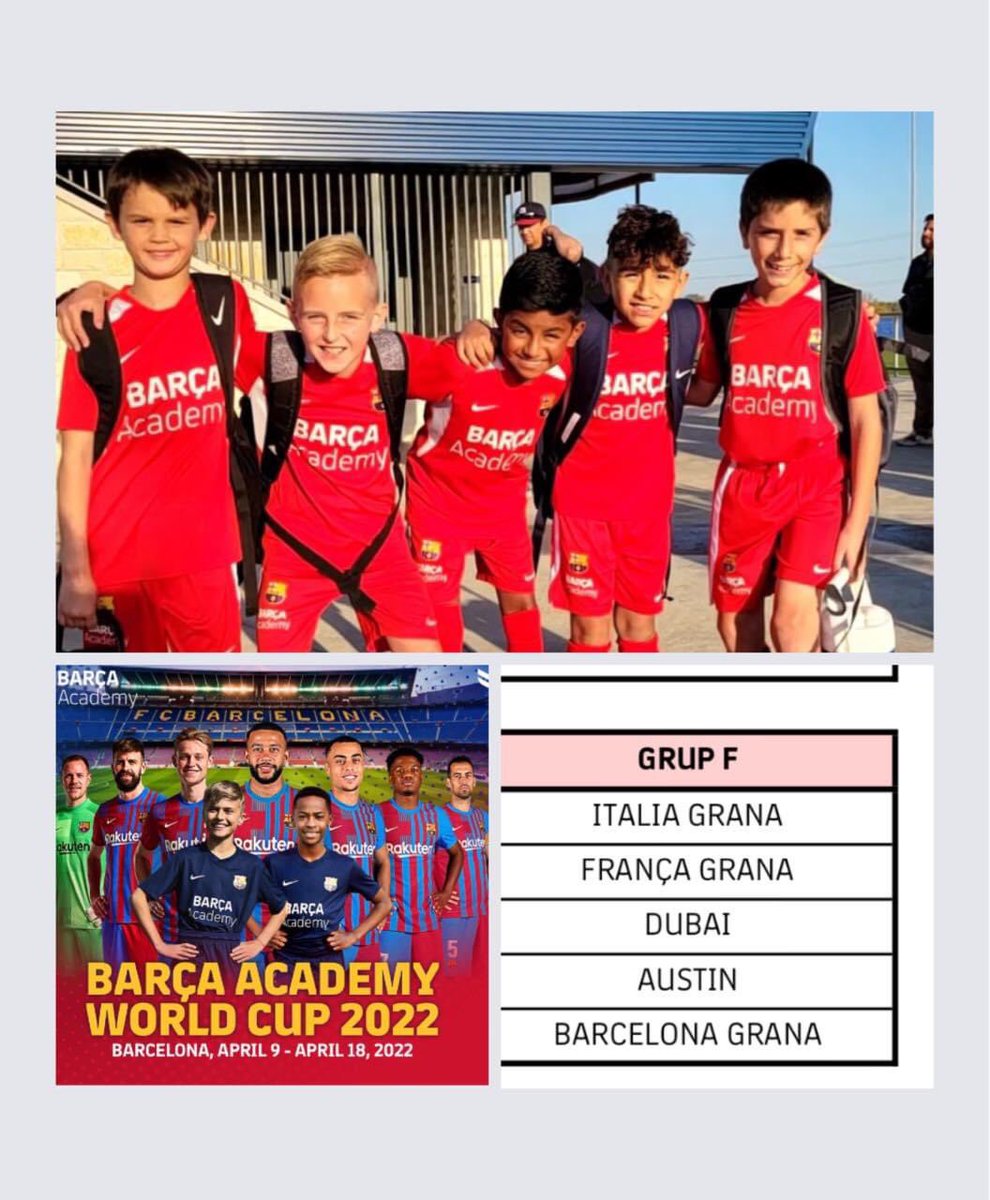tfrnx's tweet photo. I am so proud &amp; excited for James! He is representing Austin Barca Academy playing in the Barca World Cup in Barcelona, Spain!! We leave tomorrow for Spain, they are in group F playing against Dubai, Italy, France,wish us luck! #proudmom #futbolislife #BarcaAcademy https://t.co/c0s55vdSbO