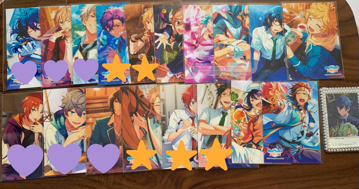 Krooooooooo96's tweet photo. [交換] あんスタ 生ブロマイド 6 

譲→画像のもの

求→同弾 ジュン＞日和＞真緒,夏目
 (異弾でも検討致します◎)

＊画像内♡は無印含む場合のみ、☆は纏めて優先
＊初回プロカ必読
＊郵送のみ、2枚〜

検索からでもお気軽にお声掛けください🙇 https://t.co/mdRaTpl8gJ