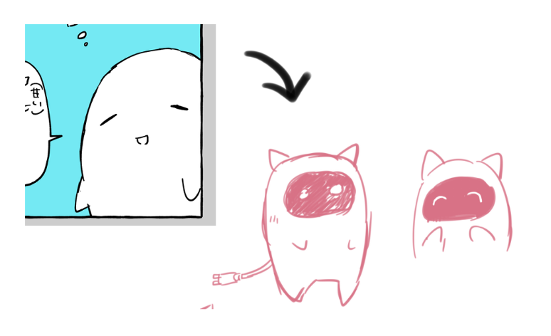 前のと違うんですが、マスコットキャラで描きたいなぁ～って言ってたほうを自画像代理に変えました笑
こっちのほうがキ●ィちゃんみたいでかわいいなぁって思って。。。( ˘ω˘ )←
描いてて楽しいほうを優先だ!💪✨ 