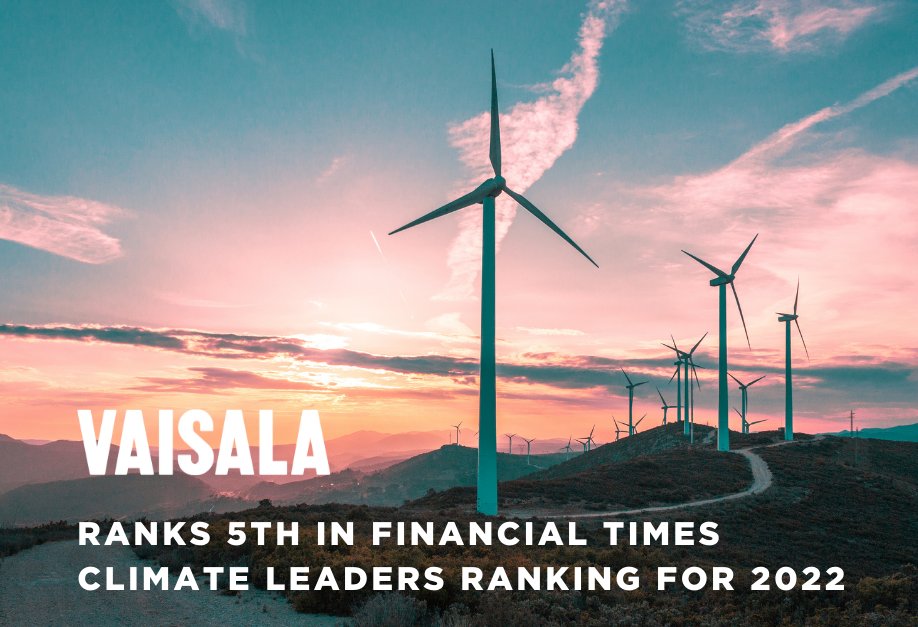 VaisalaGroup's tweet photo. #Vaisala ranks 5th on @FinancialTimes list of European #ClimateLeaders for 2022. The list includes European companies that achieved the greatest reduction of their #GHGemissions between 2015 and 2020. 

Read more 👉 https://t.co/lmdQHysj7z https://t.co/2OKVWuxLH3