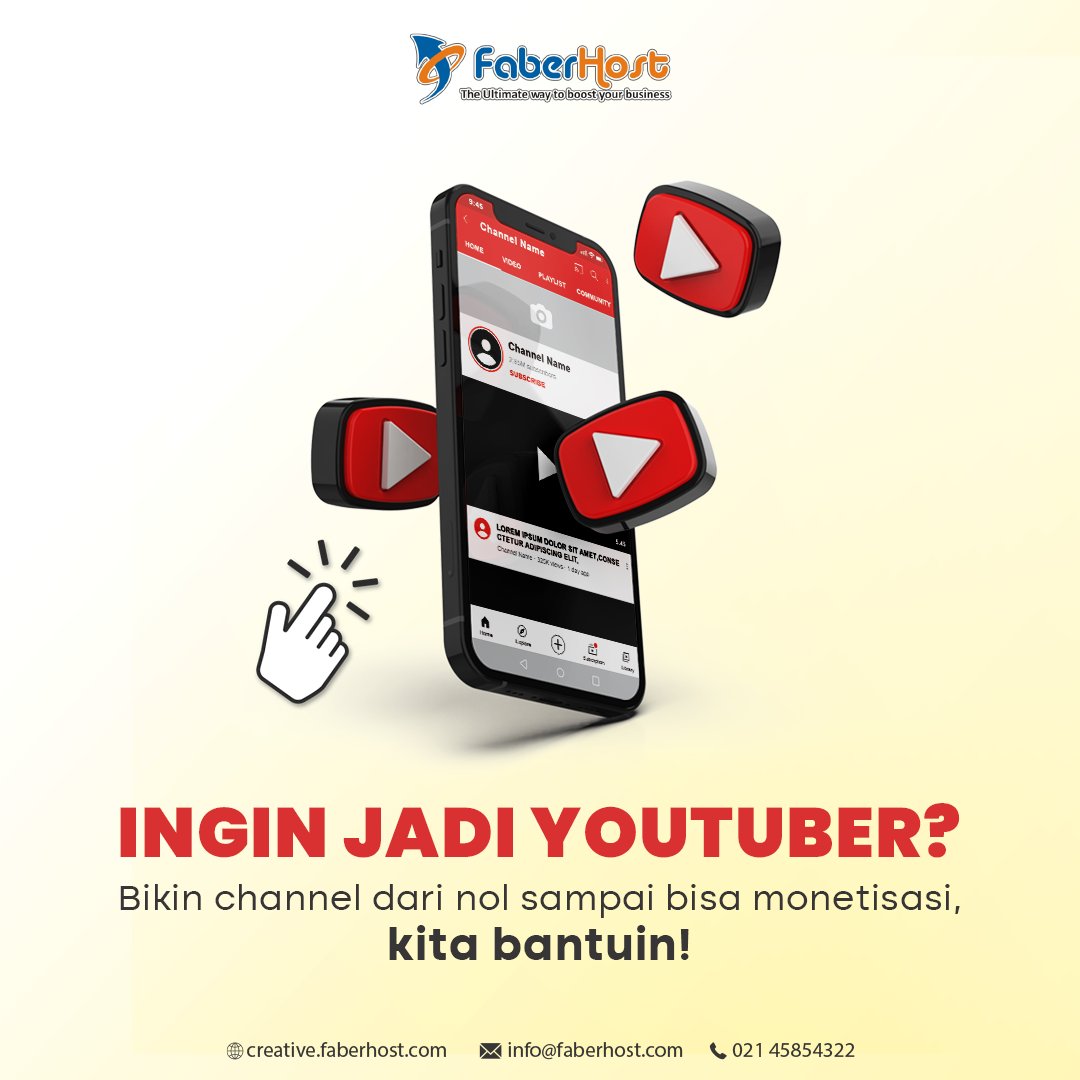 faberhost's tweet photo. Siapa yang mau jadi youtuber? tapi bingung konten dan editingnya?
Tenang aja, Creative Faberhost siap bantu kamu dari nol sampai bisa monetisasi di Youtube.

Informasi lebih lanjut :
📱 : +62 897-8555-777 https://t.co/OPXIORELsQ