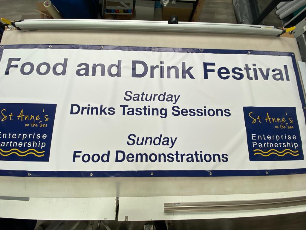 Feel Good Friday! We love a local event.
This banner was picked up yesterday by STEP, ready for their Food and Drink Festival this weekend in St Anne's. 
More info about the weekend here: fb.me/e/10xMbs5VG
Tickets still available for Saturday's Drinks Tasting Sessions