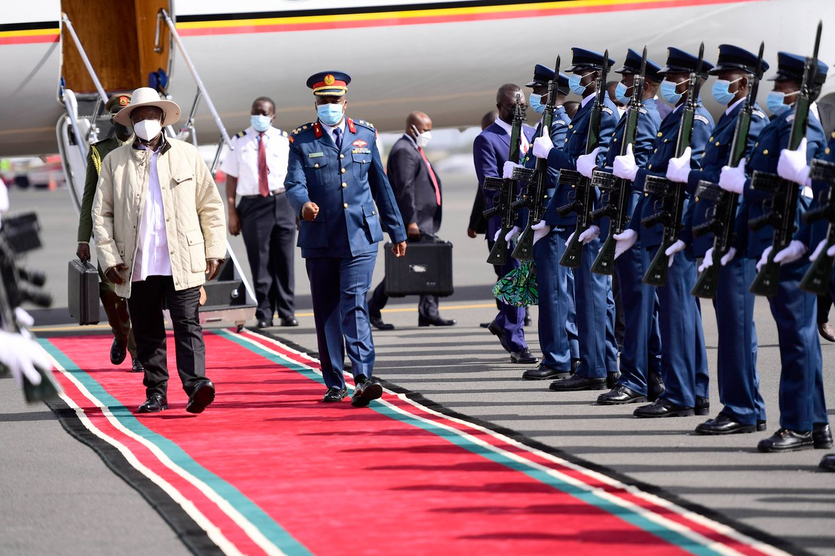 KagutaMuseveni's tweet photo. I have arrived in Nairobi, Kenya for the Signing Ceremony of the Treaty of Accession to the East African Community by the Democratic Republic of Congo. https://t.co/4DSKGRltWD