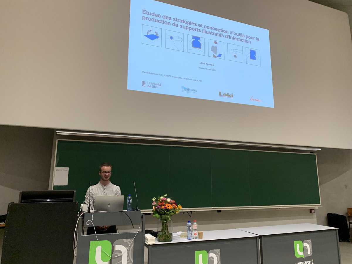 afihm's tweet image. Au tour d’Axel Antoine de l’équipe @LokiTeamInria du centre @Inria_Lille , lauréat du prix @afihm de la meilleure thèse IHM. These supervisée par @GeryCasiez et @SylvainMalacria #ihm2022