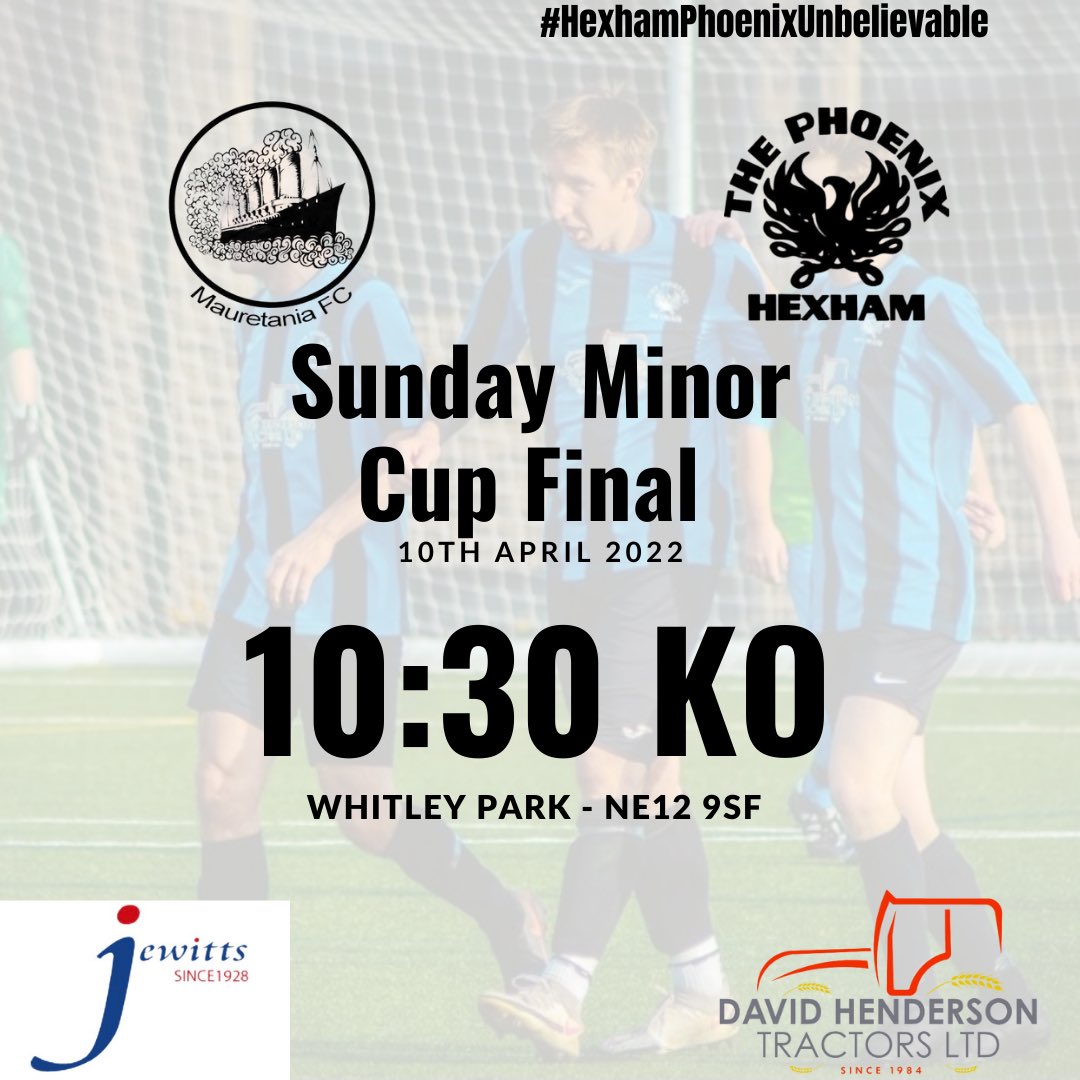 ⚽️⚫️🔵NEXT GAME🟡⚫️⚽️

🗓 Sun 10th April
🆚 <a href="/MauretaniaFC/">Mauretania FC</a> 
🏆 <a href="/NorthumFA/">Northumberland FA</a> Sunday Minor Cup
⏰ 10.30
🏟 Whitley Park NE12 9SF

Huge test for us so come down to watch for what looks like an excellent final

#hexham #westtyne #hexhamphoenixunbelievable 
#upforthecup #finalsday