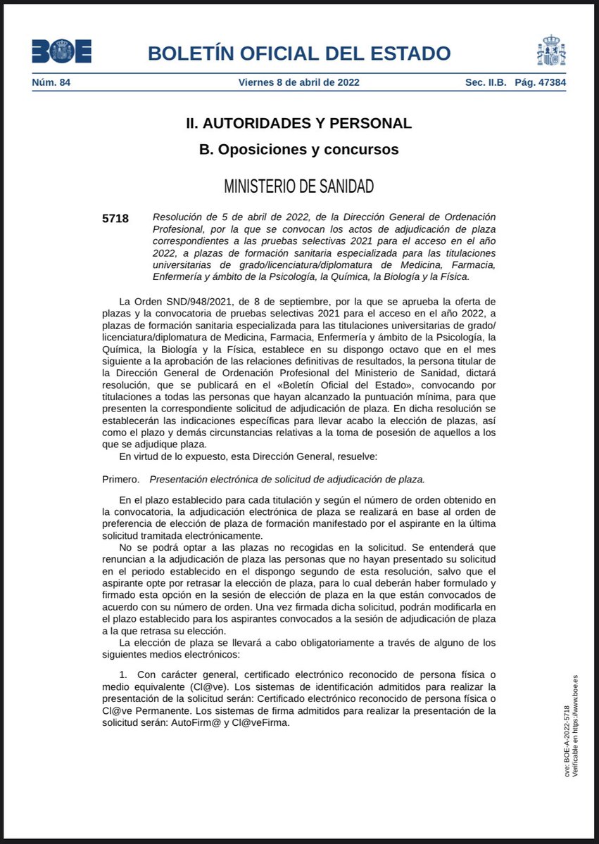 🔴 PUBLICACIÓN DEL BOE CON EL ACTO DE ADJUDICACIÓN Y POSESIÓN DE PLAZAS FSE 🔴  

<a href="/sanidadgob/">Ministerio de Sanidad</a> <a href="/CarolinaDarias/">Carolina Darias</a> y la nueva Directora General de Ordenación Profesional, Celia Gómez, desconocen nuevamente el descontento unánime del gremio con el actual método de adjudicación.
