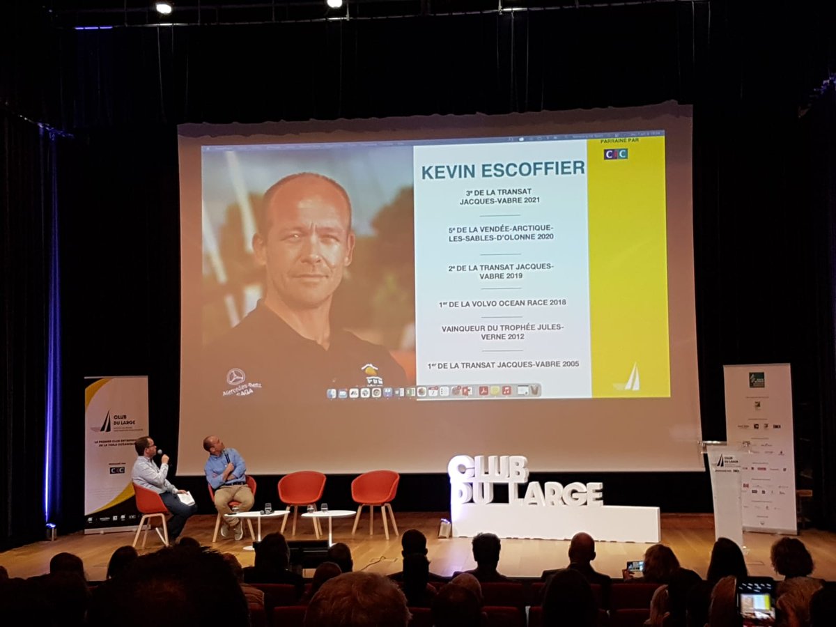 Team_Holcim_PRB's tweet photo. 🎤 Intervention de Kevin hier soir à Nantes à l'occasion de la conférence « Grand Angle » organisée par le Club du Large @routedurhum.

#PRBVoile https://t.co/t0nY79jF8q