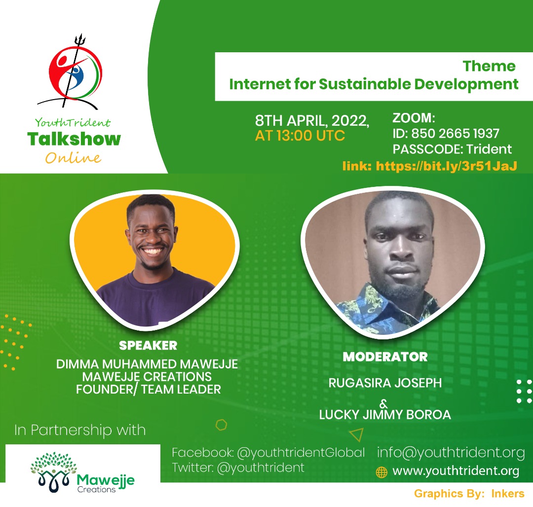 joseph_rugasira's tweet photo. Glad to be moderating this #OnlinetalkShow today 4:00pm Eastern Africa time 13:00 UTC. We will be highlighting one some ways youth can best utilize the Internet to better their livelihood and obtain sustainable income. Thanks @YouthTrident & @mawejjecreations for the opportunity https://t.co/pGnMMqUlXS