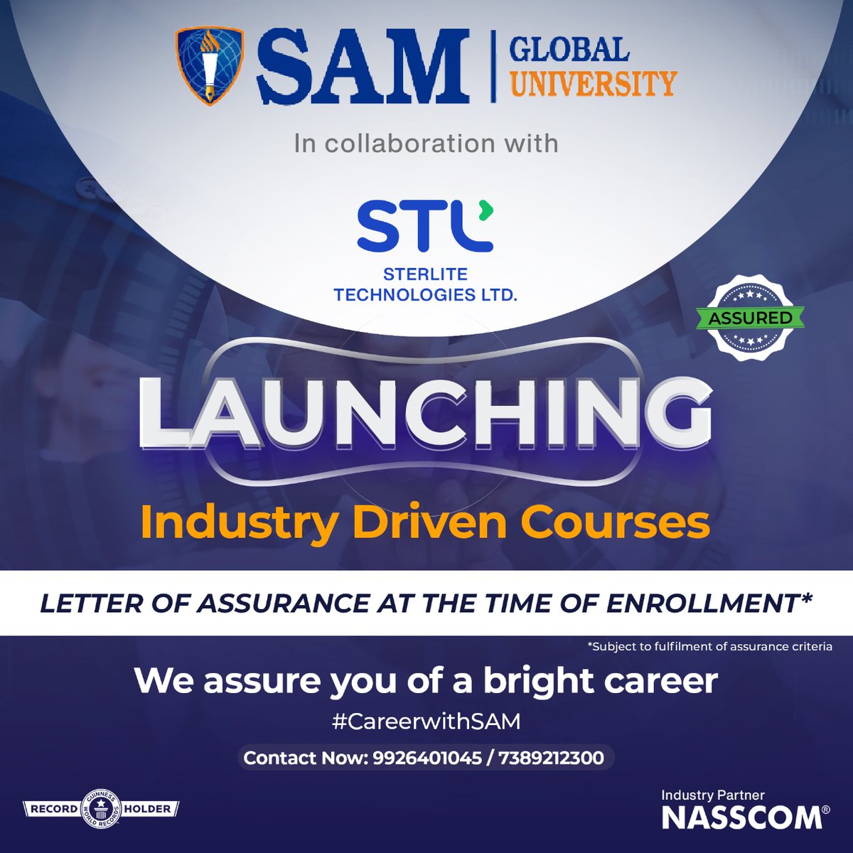 Parmanand7532's tweet photo. SAM Global University is launching power-packed courses on Future Technologies- backed and driven by industry experts in collaboration with Sterlite Technologies Ltd., a leading integrator of digital networks. 

#SAMSterlite #careerwithSAM #SAMGlobalUniversity #SAMGroup #Best https://t.co/VsYi3ht0uM
