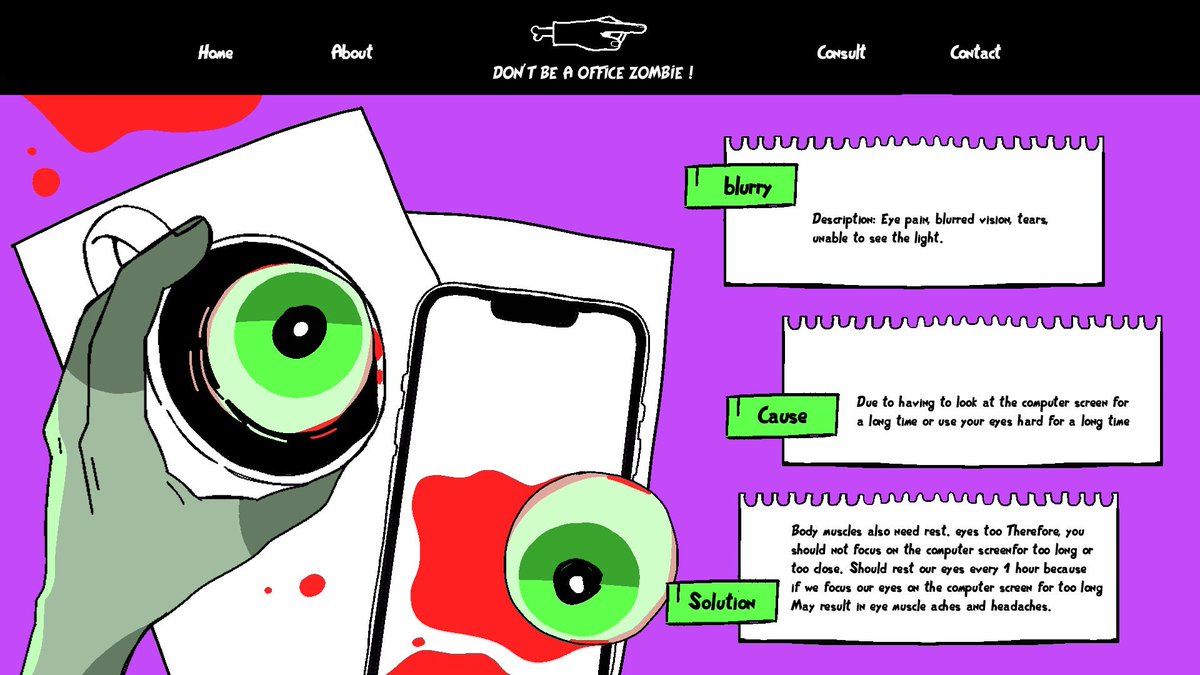 มาอวดงานเว็บอีกแล้ว ทำเกี่ยวกับเรื่องออฟฟิศซินโดรม แต่แทนอาการต่างๆเป็นเจ้าซอมบี้ ชอบมากตาแตก
