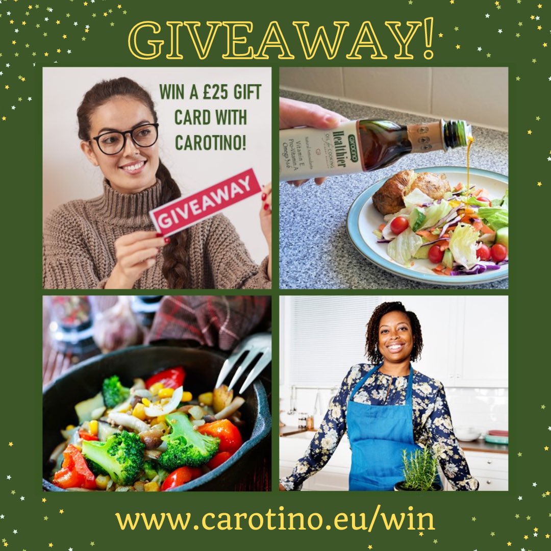 Just 10 days left to enter our current #Giveaway to win a £25 Sainsbury’s gift card with versatile, vitamin-rich Carotino Healthier Cooking Oil. Enter now for your chance to #win! Closes 18 April. #Competition #CompetitionTime #GiveawayAlert #FreebieFriday Carotino.eu/win