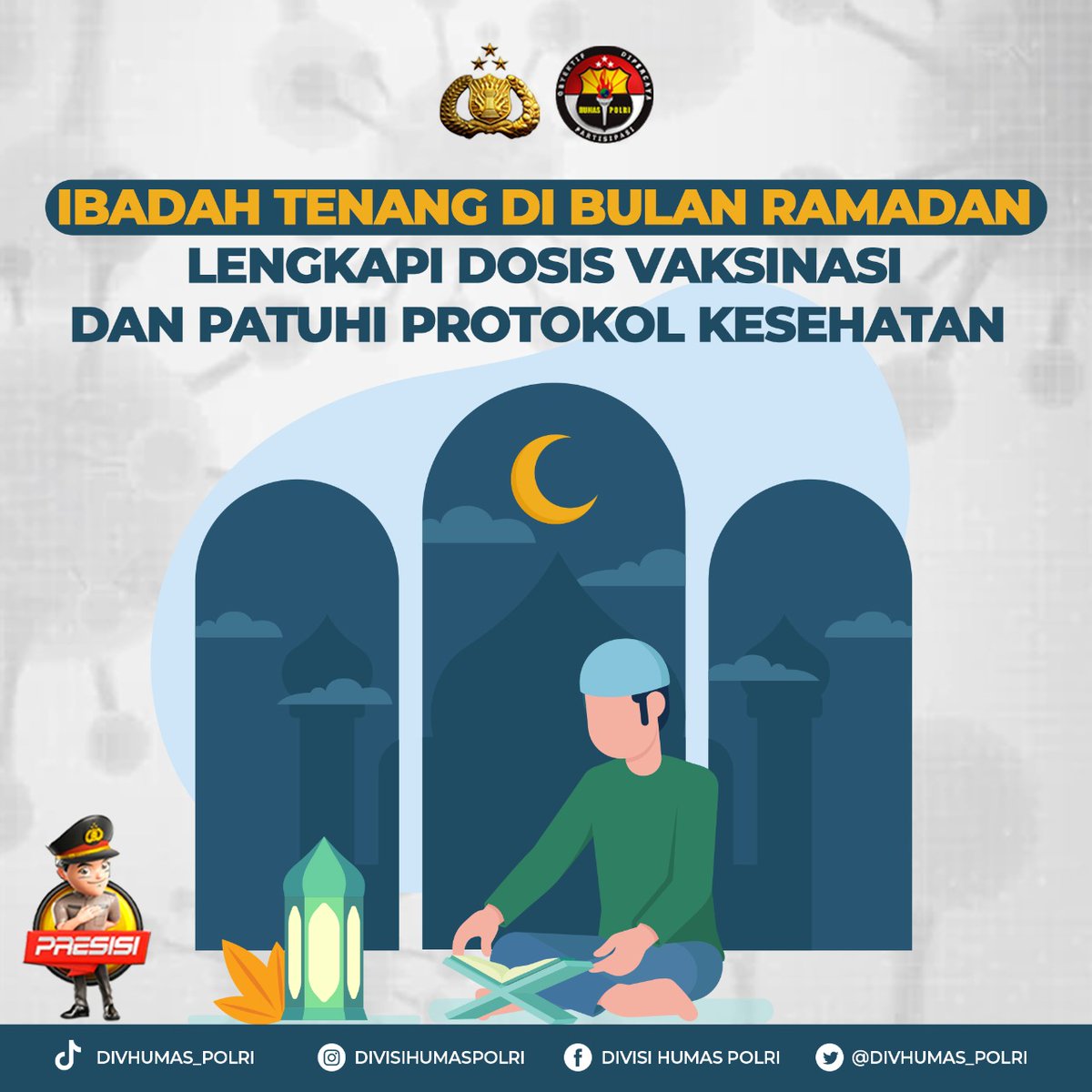 HumasPasirjambu's tweet photo. Ibadah Tenang di Bulan Ramadan
Lengkapi Dosis Vaksinasi dan Patuhi Protokol Kesehatan 

Melakukan vaksinasi dosis lengkap serta patuhi protokol kesehatan adalah langkah tepat dalam melindungi diri dari penyebaran virus Covid-19 yang menyebar. Ibadah di bulan Ramadan https://t.co/yjjvX2S8wH