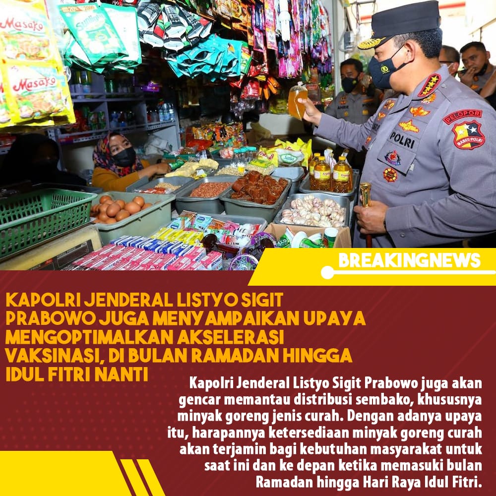 HumasPasirjambu's tweet photo. Upaya Mengoptimalkan Akselerasi Vaksinasi Selama Bulan Ramadhan 

Selain itu Polri juga akan gencar untuk mengoptimalkan distribusi sembako, khususnya minyak goreng curah, agar kebutuhan pangan masyarakat dapat terpenuhi selama bulan ramadhan.

#AkselerasiVaksinasiBooster https://t.co/ulsv09WApn