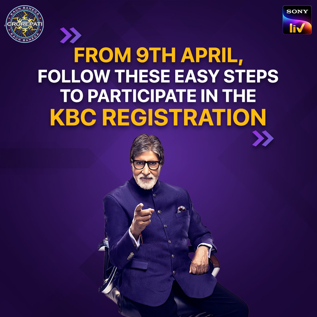 SonyLIV's tweet photo. The only wait is for 9th April! π₯³
To register on #KBC14, answer the questions asked from #9thApril9pm.#RegistrationsBegin
#KaunBanegaCrorepati #KBConSonyLIV
@sonyTV @SrBachchan https://t.co/WLJnnqMRCn