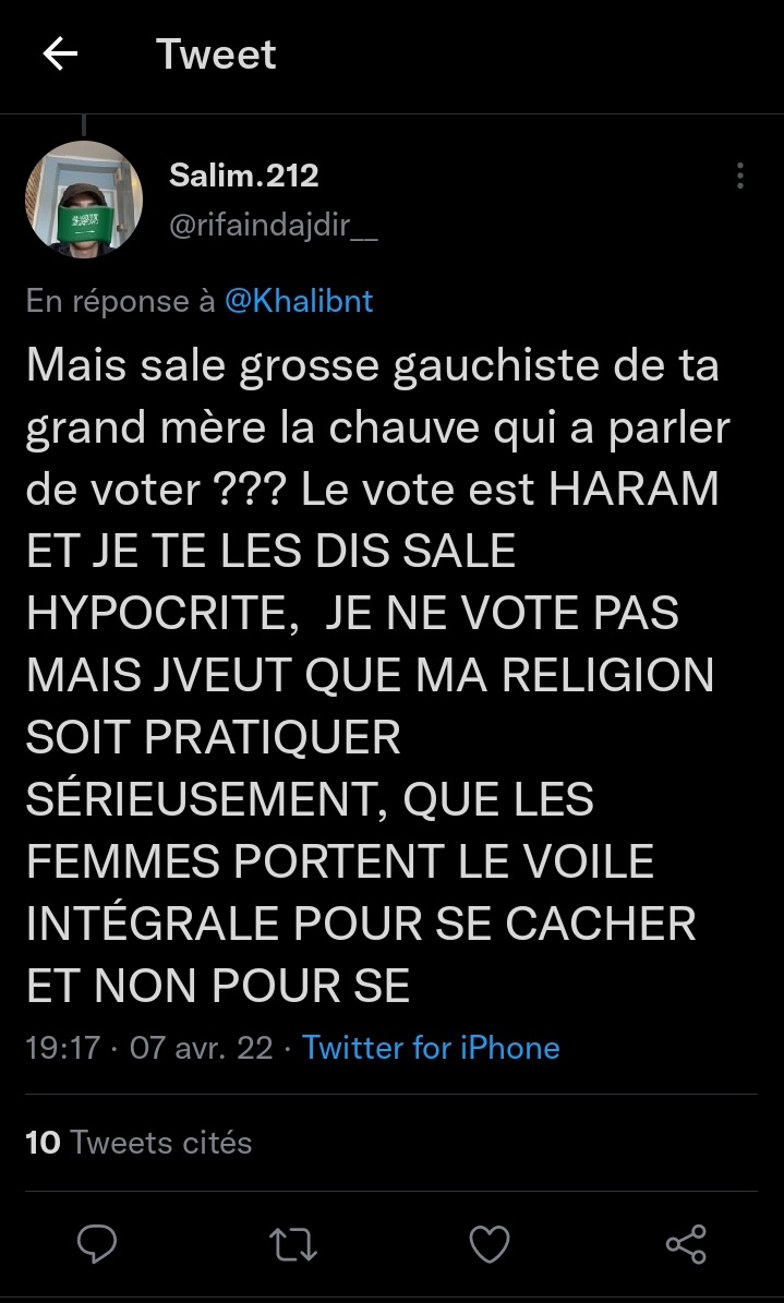 Les masques tombent on dirait...Non vraiment c'est effrayant un tel niveau de mental illness, en plein ramadan en plus, leur cible principale reste leur propre communauté et en particulier les femmes musulmanes voilées