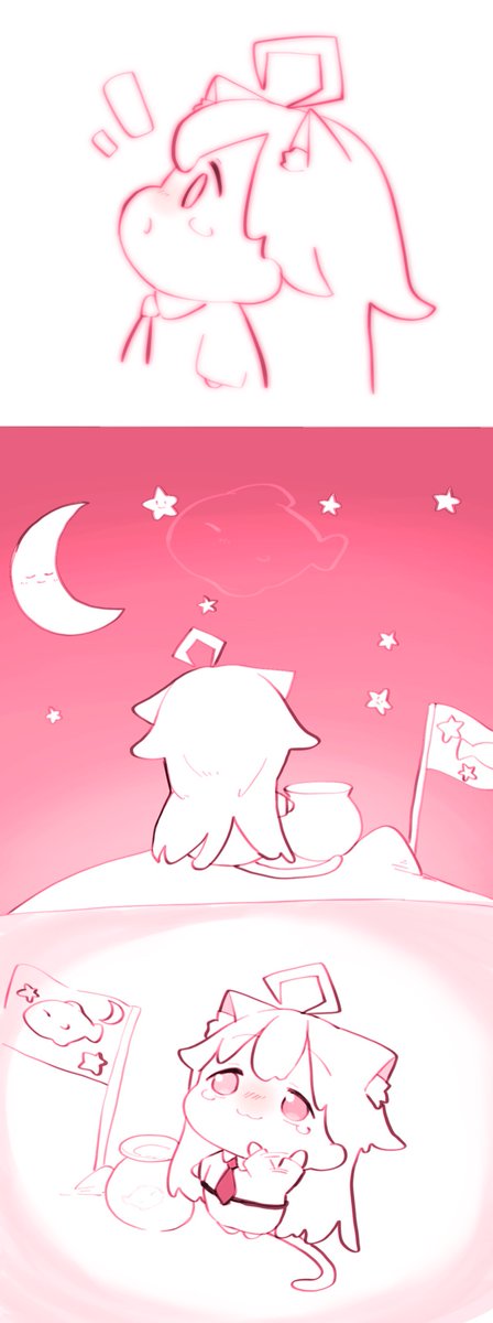 comic cat girl 1girl moon ahoge chibi crescent moon  illustration images