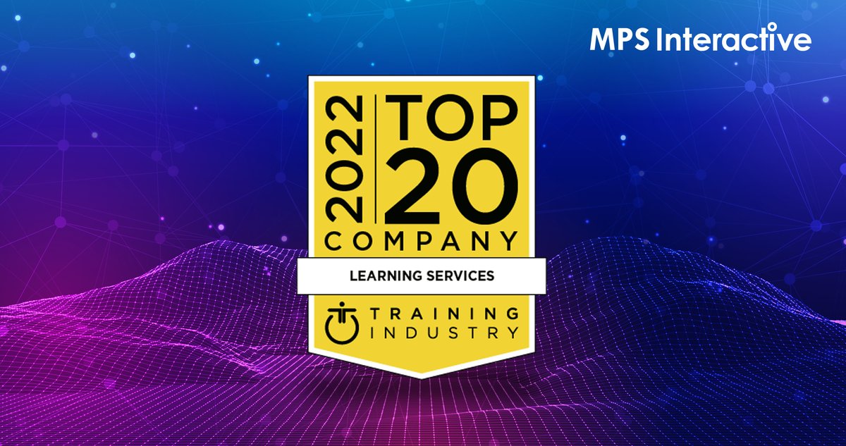MPSInteractive's tweet photo. We are delighted to announce that MPS Interactive has been recognized as one of the Top 20 Companies in 2022 Training Industry’s list for the Learning Services companies!
#TrainingIndustryTop20 #LearningServices #Top20 #LearningServiceCompanies #MPSInteractive #MPSi https://t.co/G43fIveKpp