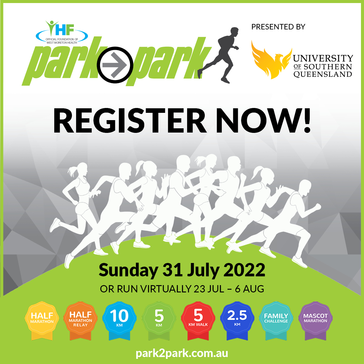 HospitalIpswich's tweet photo. Are you ready? 🏃 Ipswich Hospital Foundation Park2Park is back bigger and better in 2022!  
📆 Pop Sunday, July 31 into your calendar and get ready for a race weekend like no other  .
✅Registration is now open! Secure your spot: https://t.co/kioxUsDPq0 
#IHF #Park2Park #FunRun https://t.co/TFYFM3fwhs