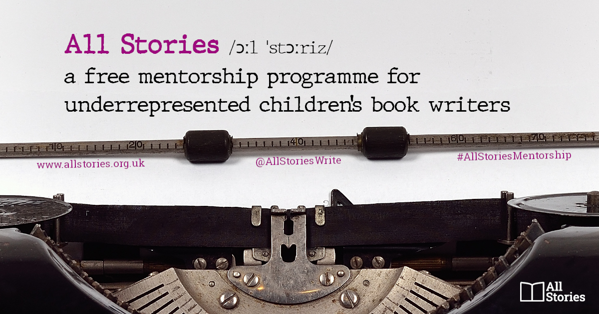 From an underrepresented group? Don't miss the free #AllStories 2022–23 programme:
• writing for children workshops
• writing groups
• 10 mentorships with expert editors for middle grade and YA writers who're unable to afford support
allstories.org.uk <a href="/AllStoriesWrite/">All Stories *updates only*</a>