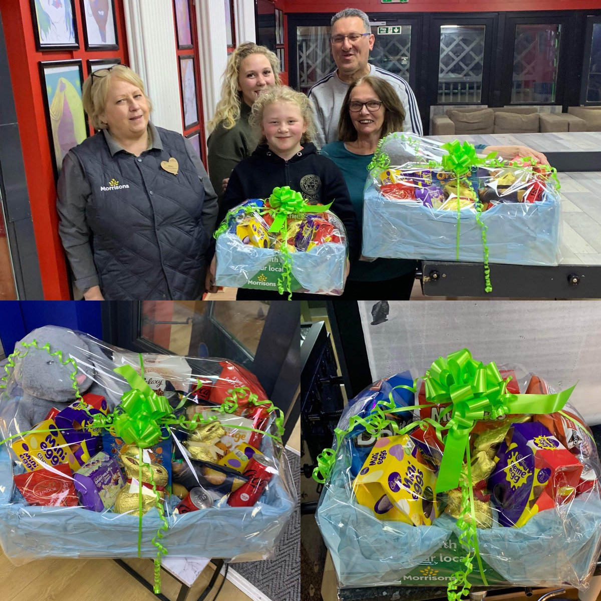 Our wonderful supports #WeybridgeMorrisons have supported us with two wonderful Easter hampers #Thankful #communityHeros #EasterDraw