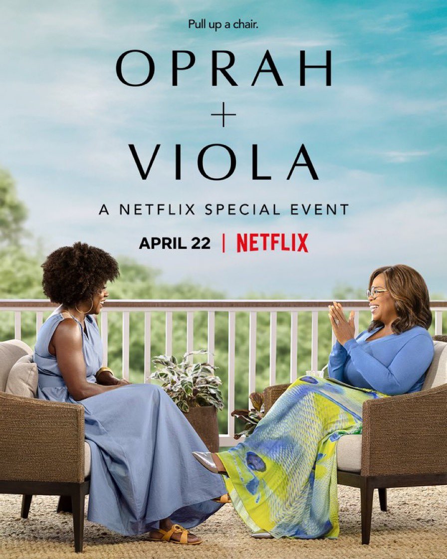 Oh my! Two powerhouses in one sitting!

Oprah + Viola: A Netflix Special Event launches April 22!

Viola Davis will be speaking to Oprah about her new autobiography. Time to pull up a chair and wait!