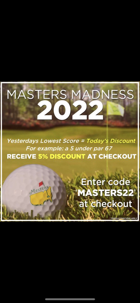 💚 Masters Madness Is Back! 💚

As Sungjae Im has shot 5 under par, we are giving you 5% off the whole website today 🙌🏼 Use code ‘MASTERS22’ at basket to apply the discount 👍🏼

Tomorrow could be more, but is it worth taking the risk? 🤷‍♀️

@themasters #themasters