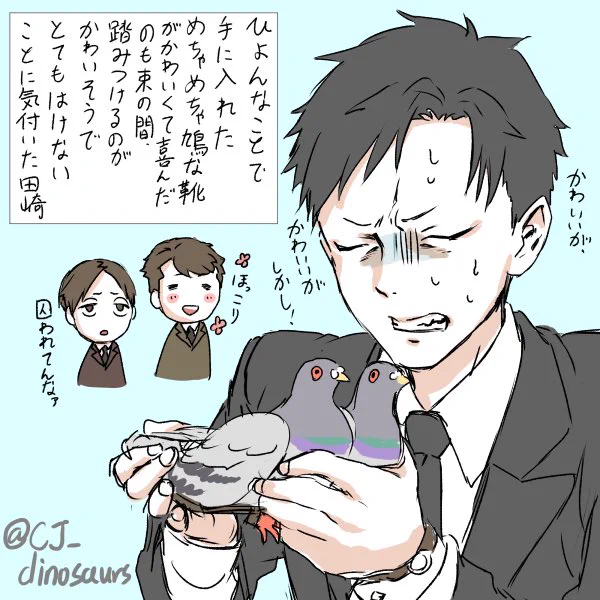 めちゃめちゃ鳩な靴と田崎。
というかとかげちゃんのスリッパもらったときのわし。 