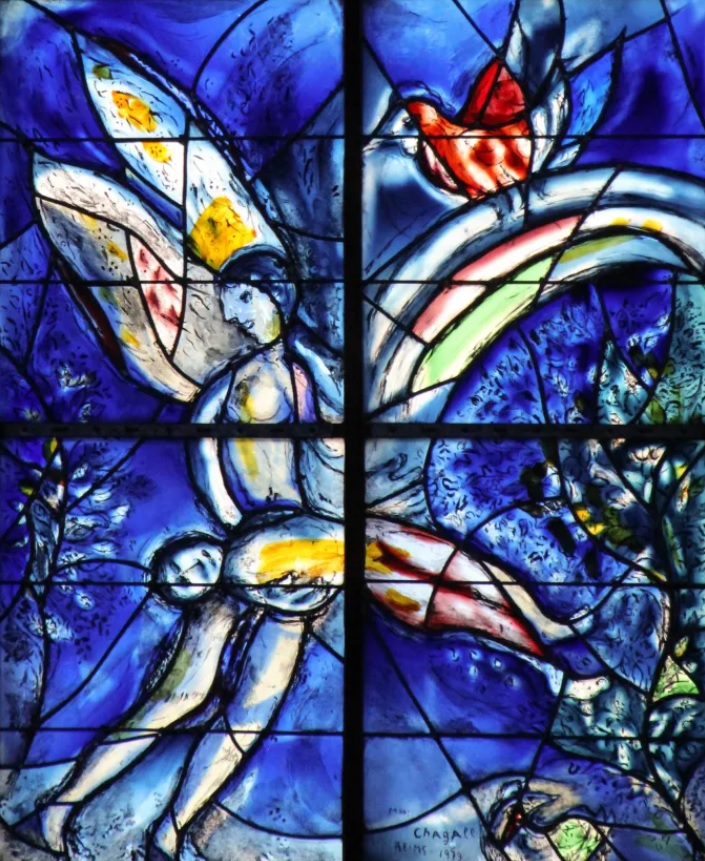 MuzeonCluj's tweet photo. The Saint Stephen’s church in #Mainz, with its amazing stained-glass windows created by Marc Chagall, is a wonderful example of #interconfessional and #intercultural dialogue. The church was built in the #MiddleAges and was heavily damaged during a #WWII bombing. https://t.co/X8PIKolV7l