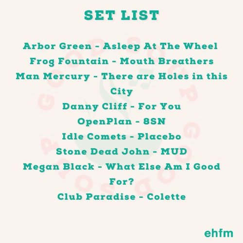 Good Soup Set List Thanks to everyone who tuned into my radio show, Good Soup, on EHFM, on Tuesday. Here's all the amazing tracks we played so you can look back and find your favourites! If you missed the show, you can listen back here mixcloud.com/ehfm/good-soup… @ehfm_live